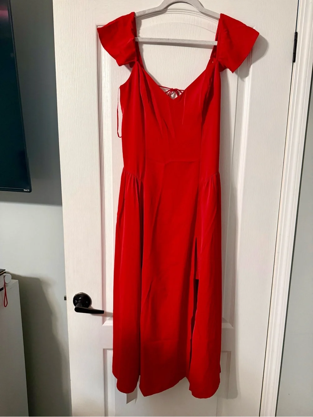 Abercrombie & Fitch Vibrant Red Maxi Dress with Cap Sleeves
